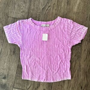 Zenana Purple Ribbed Crop Top